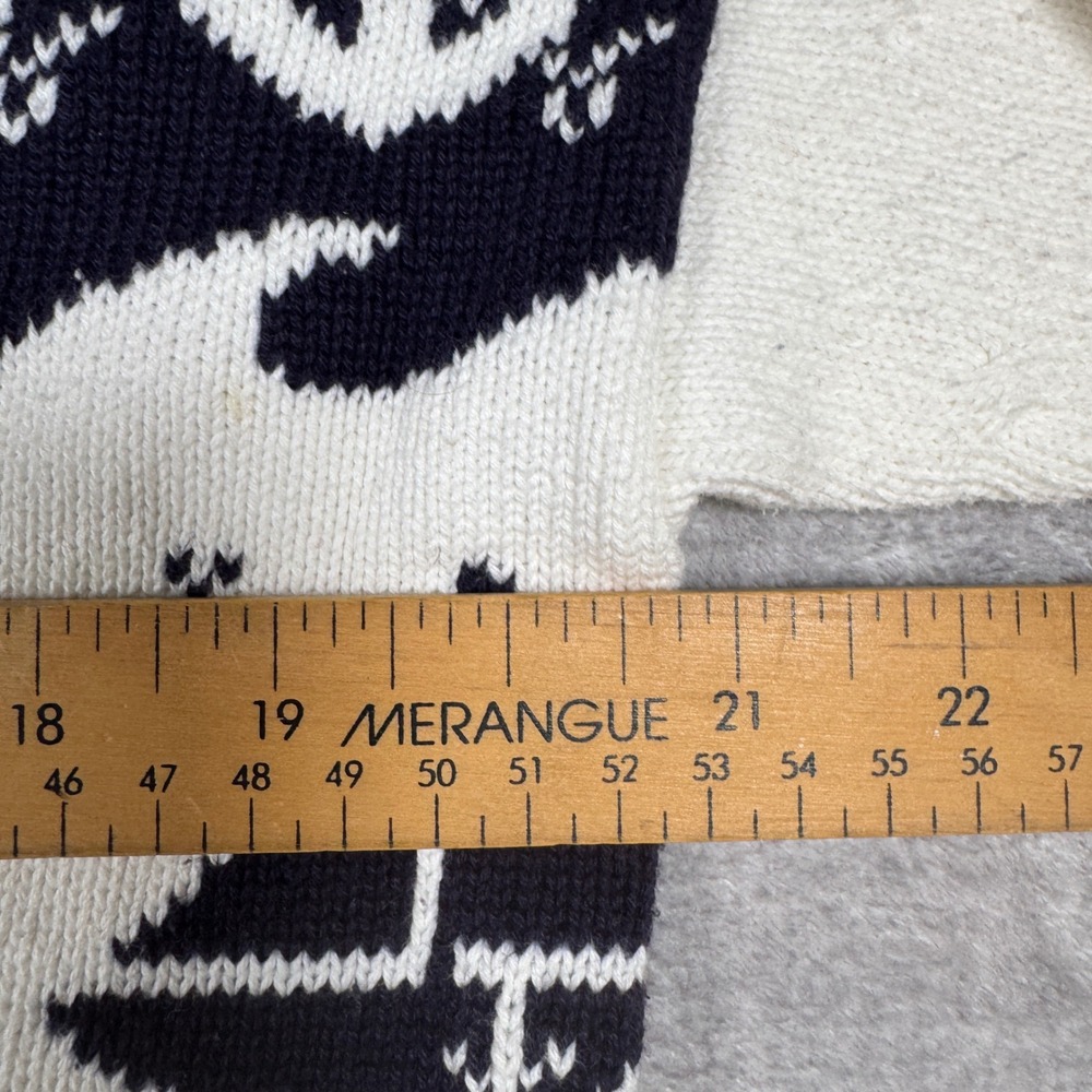 Vintage Nautical Cardigan Womens Medium White Navy Anchor Sailboat Coastal Knit - Picture 9 of 9